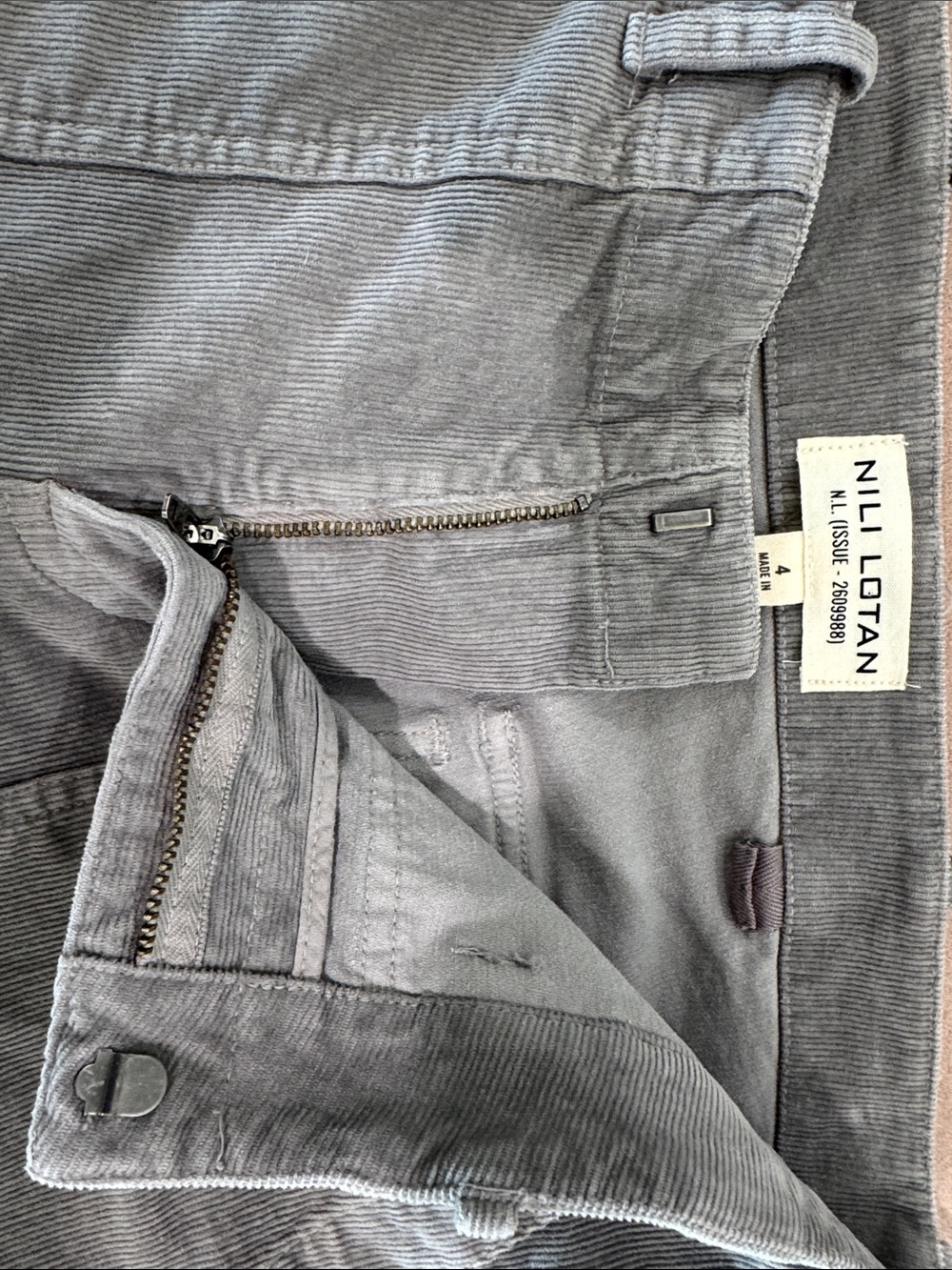 Nili Lotan Gray Corduroy Utility Pants Women Workwear Size 4 N.L. Issue 2609988 - Picture 4 of 12